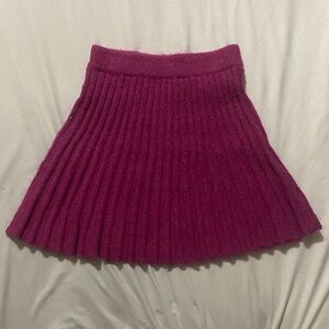 Sincerely Jules Fuchsia Ribbed Pleated Circle Skirt